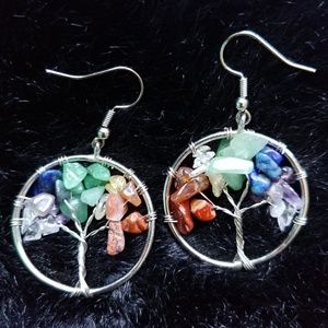 New Tree of Life Chakra Gemstone Handmade Earrings